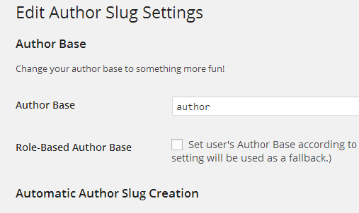 Thay đổi Slug URL của tác giả