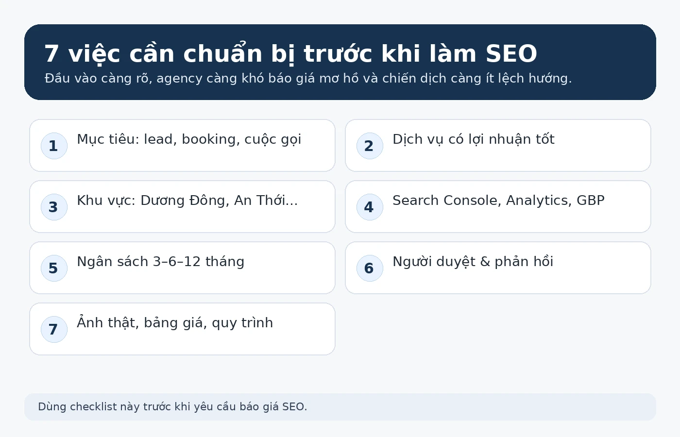 Các đầu việc doanh nghiệp cần chuẩn bị trước khi triển khai SEO