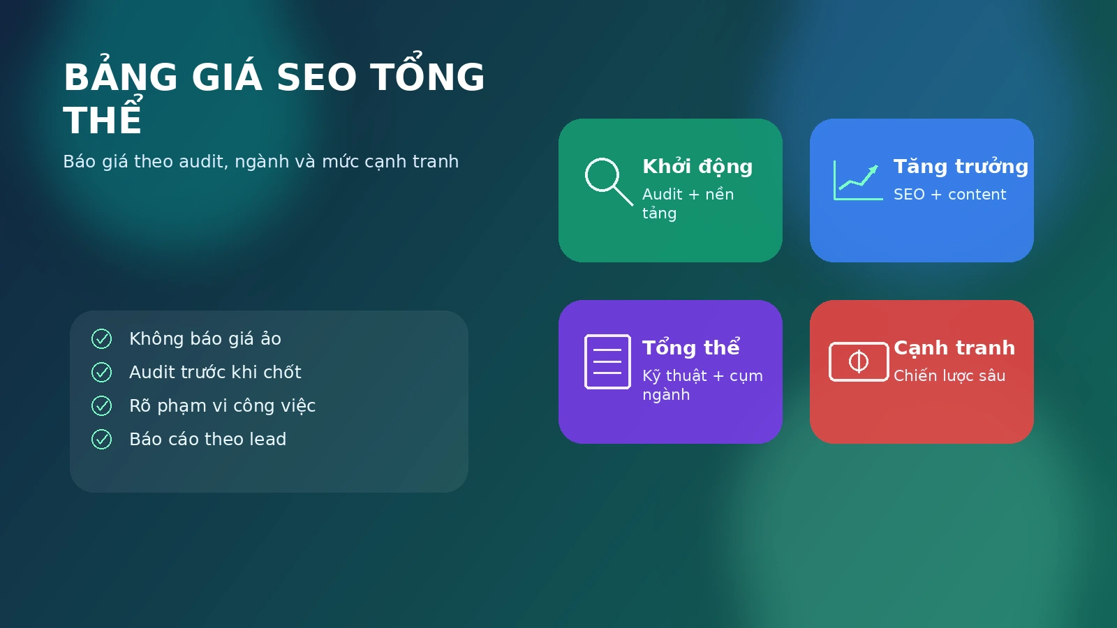 Bảng giá dịch vụ SEO tổng thể tại TPHCM theo phạm vi triển khai