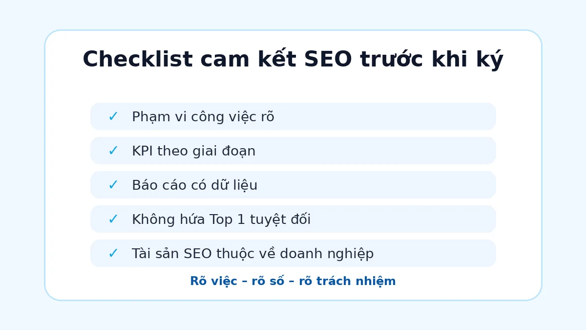 Checklist hợp đồng cam kết SEO hợp lý trước khi ký