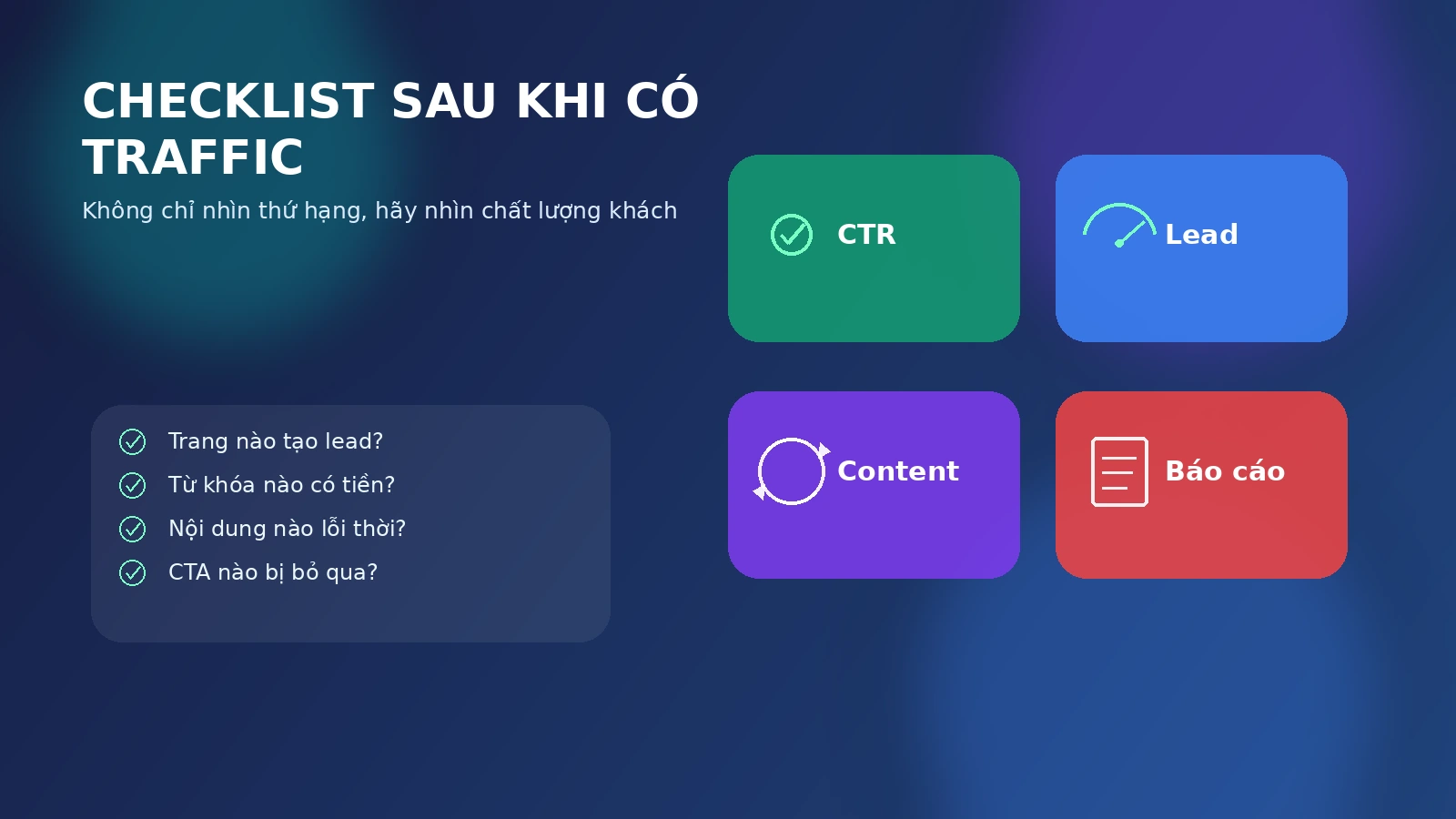 Checklist tối ưu SEO sau khi có traffic