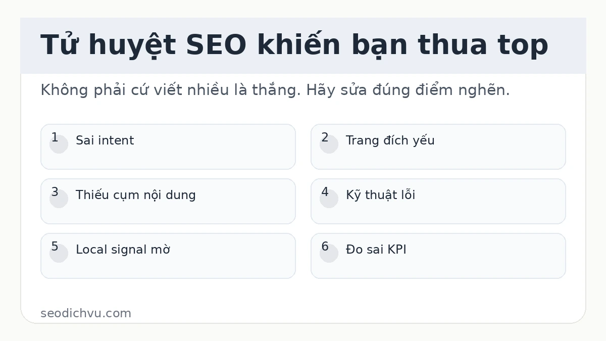 So sánh vì sao đối thủ lên top Google còn website chưa có kết quả