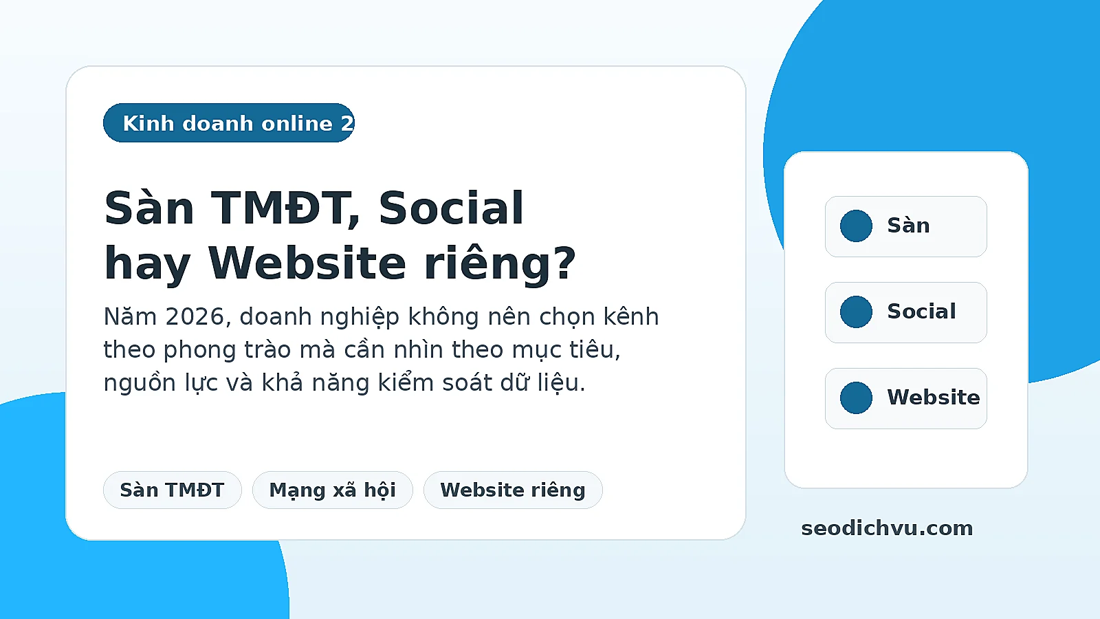 Kinh doanh online 2026 nên chọn sàn TMĐT mạng xã hội hay website riêng
